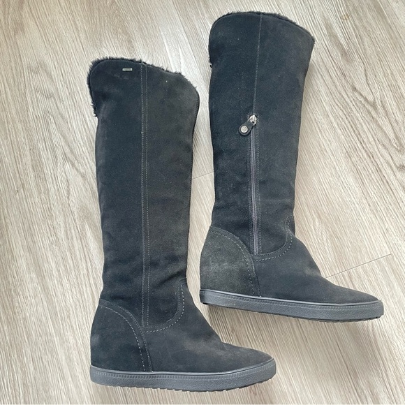 GEOX RESPIRA OVER THE KNEE TALL BLACK SUEDE BOOTS SIZE 9 - Picture 10 of 16